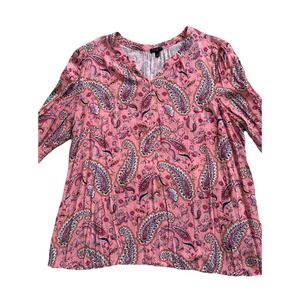 Talbots BAND COLLAR POPOVER - DANCING PAISLEY‎ Size 2X